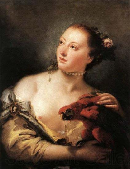 Giovanni Battista Tiepolo Woman with a Parrot Norge oil painting art